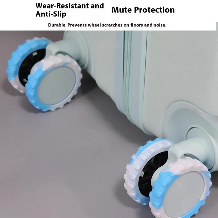 8Pcs 43-55mm Luggage Wheels Silicone Covers Noise Reduction Gradient Color for Suitcase Spinner Wheels - Blue White - 3