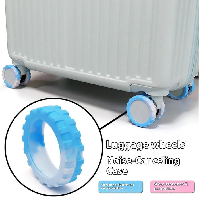 8Pcs 55-68mm Luggage Wheels Silicone Covers Noise Reduction Gradient Color for Suitcase Spinner Wheels - Blue White - 2