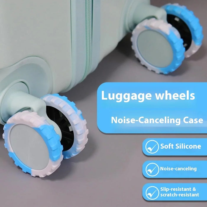 8Pcs 55-68mm Luggage Wheels Silicone Covers Noise Reduction Gradient Color for Suitcase Spinner Wheels - Blue White - 5
