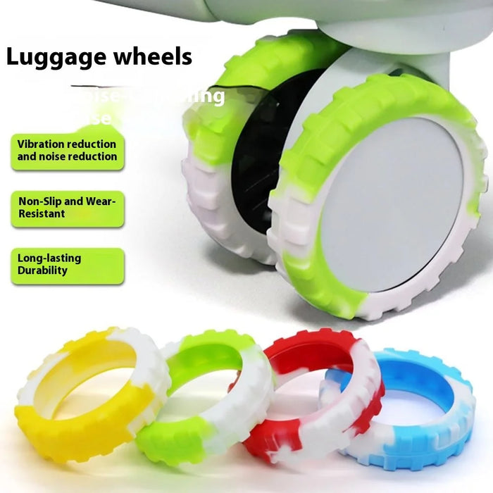 8Pcs 55-68mm Luggage Wheels Silicone Covers Noise Reduction Gradient Color for Suitcase Spinner Wheels - Blue White - 7