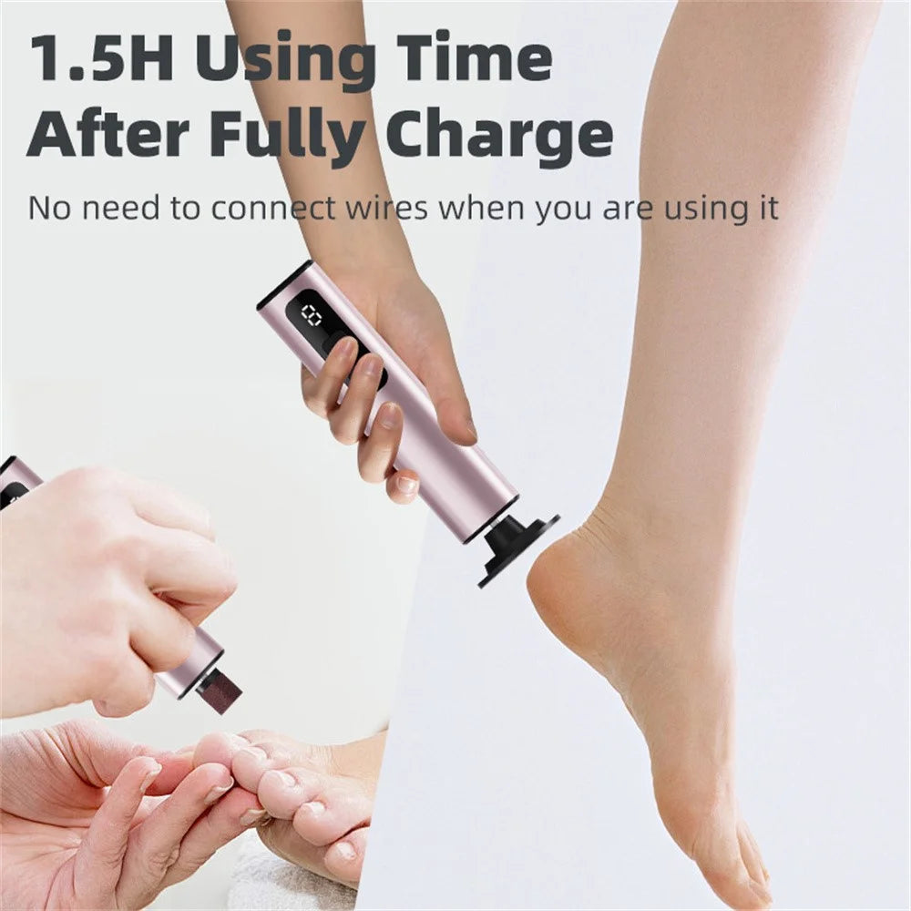 FR10 Portable Electric Foot File 9 Speed Settings LCD Display Callus Remover Aluminum Alloy Pedicure Tool Gift - Rose Gold - 2