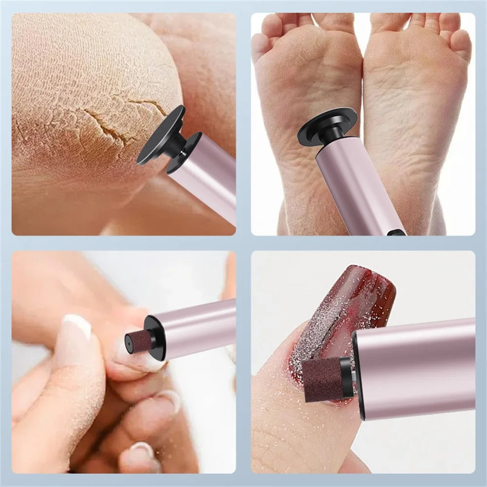 FR10 Portable Electric Foot File 9 Speed Settings LCD Display Callus Remover Aluminum Alloy Pedicure Tool Gift - Rose Gold - 6
