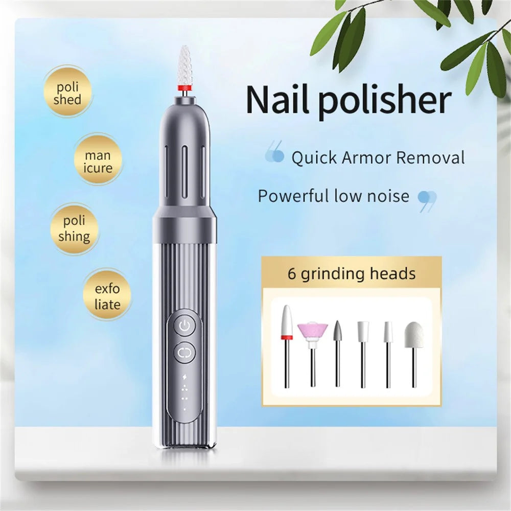 M8 Electric Nail File Portable Manicure Tool Gift 6 Speed Settings for Home / Salon Professional Nail Care Tool - 4