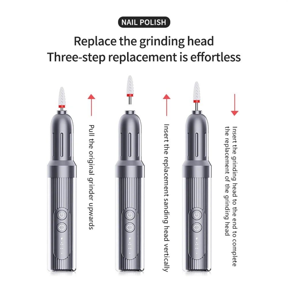 M8 Electric Nail File Portable Manicure Tool Gift 6 Speed Settings for Home / Salon Professional Nail Care Tool - 5