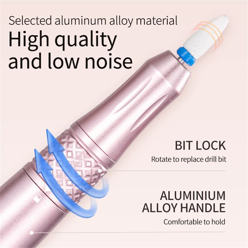 ND-10 Electric Nail Drill Machine Portable Manicure Pedicure Tool Gift Nail File Buffer Polisher - Pink - 2