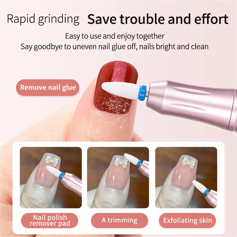 ND-10 Electric Nail Drill Machine Portable Manicure Pedicure Tool Gift Nail File Buffer Polisher - Pink - 4