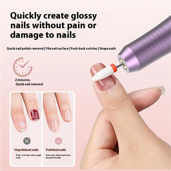 HX-09 Electric Nail File USB Wireless Nail Grinding Machine Gift 4 Speed Settings for Home / Salon - Purple - 2
