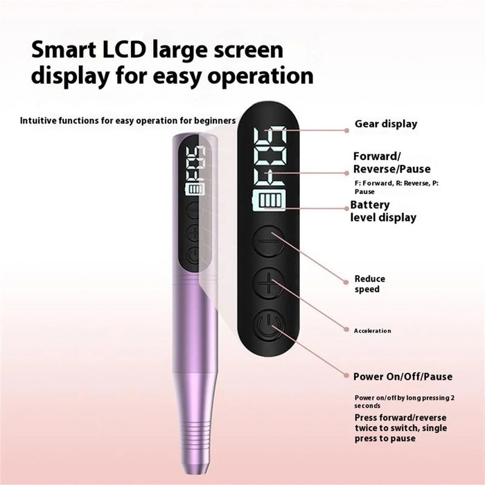HX-09 Electric Nail File USB Wireless Nail Grinding Machine Gift 4 Speed Settings for Home / Salon - Purple - 4