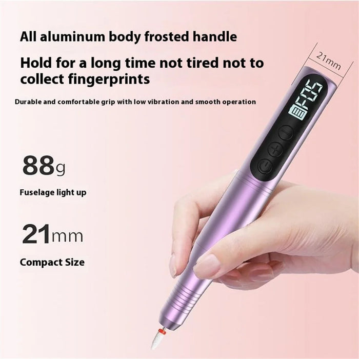 HX-09 Electric Nail File USB Wireless Nail Grinding Machine Gift 4 Speed Settings for Home / Salon - Purple - 5