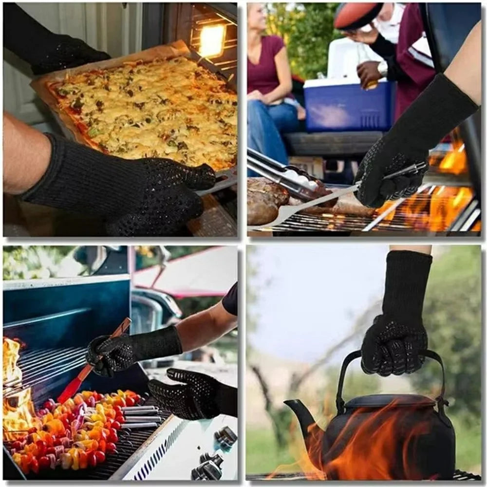 T-880 1Pair High Temperature Resistant Gloves BBQ Microwave Oven Heat Insulation Gloves for Cooking / Grilling / Baking - 5