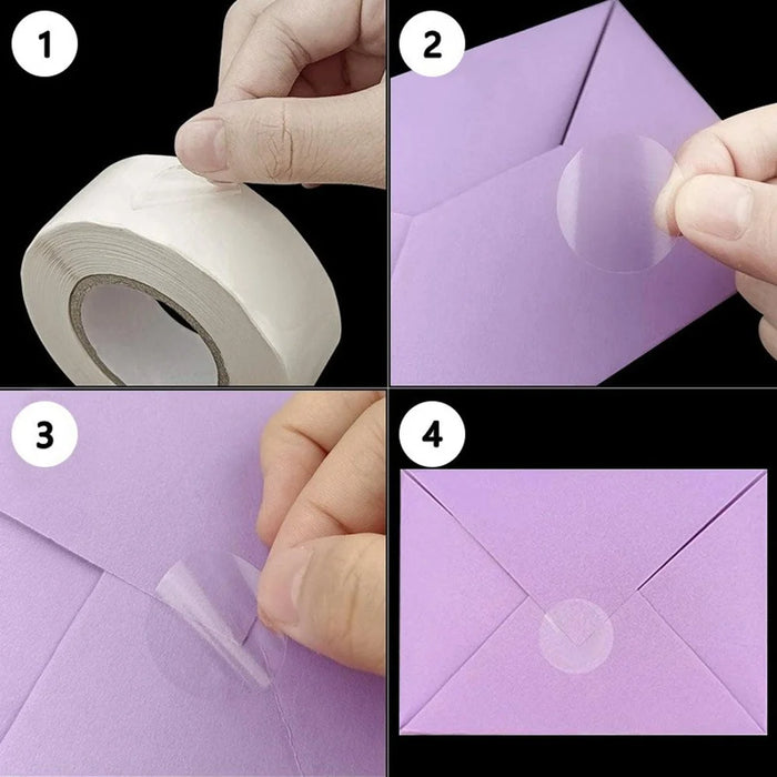 500Pcs / Roll 3cm Diameter 5C Thickness Transparent Stickers Round Self Adhesive Labels for Envelopes Gifts - 5