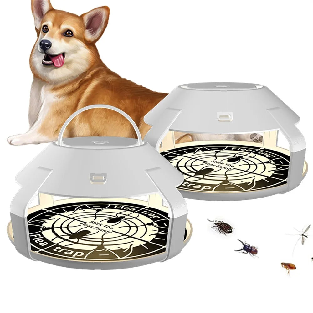 2Pcs Flea Trap Light Rechargeable LED Insect Light Sticky Catcher for Home - 1