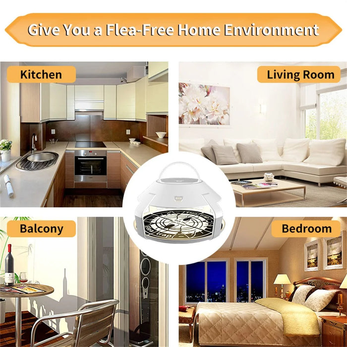 2Pcs Flea Trap Light Rechargeable LED Insect Light Sticky Catcher for Home - 5