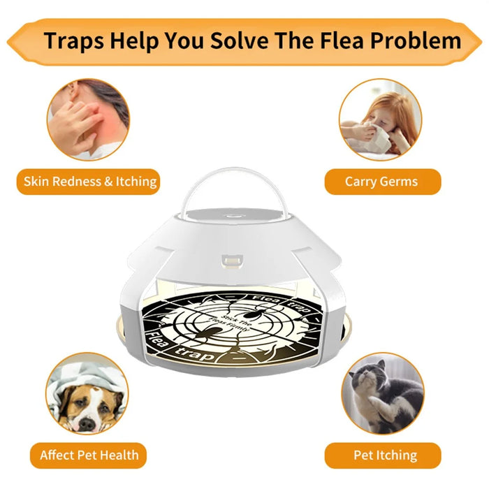 2Pcs Flea Trap Light Rechargeable LED Insect Light Sticky Catcher for Home - 6