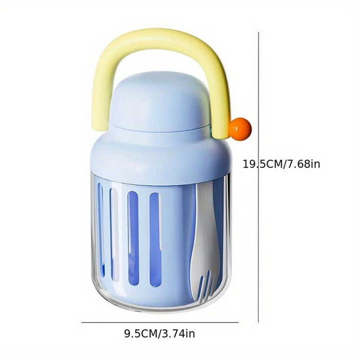 Portable Salad Cup with Fork Fruit Storage Container Leak-Proof Picnic Bowl Drainer for Outdoor / Office (BPA-Free, No FDA) - Blue - 5