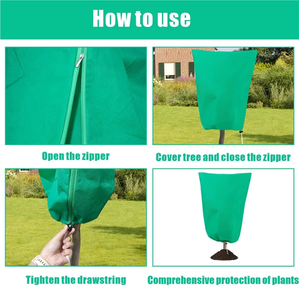 80 x 120cm Plant Frost Protection Cover Nonwoven Outdoor Windproof Warm Winter Freeze Guard for Greenhouse / Garden - Green - 6