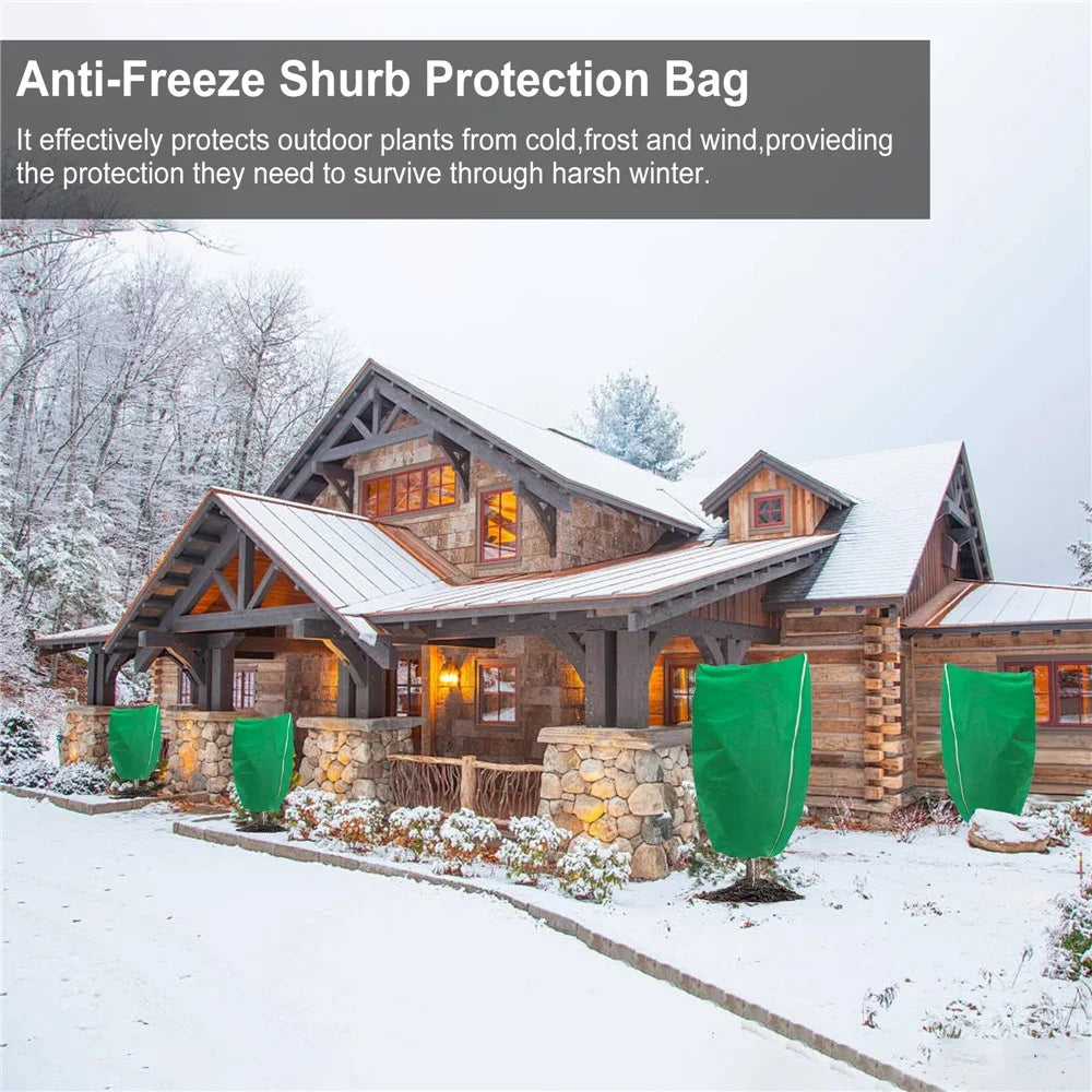 80 x 120cm Plant Frost Protection Cover Nonwoven Outdoor Windproof Warm Winter Freeze Guard for Greenhouse / Garden - Green - 7