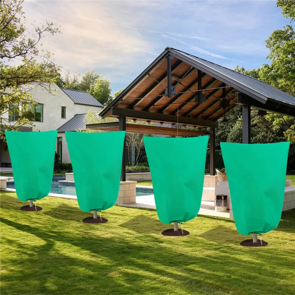 120 x 180cm Plant Frost Protection Cover Nonwoven Outdoor Windproof Warm Winter Freeze Guard for Greenhouse / Garden - Green - 4