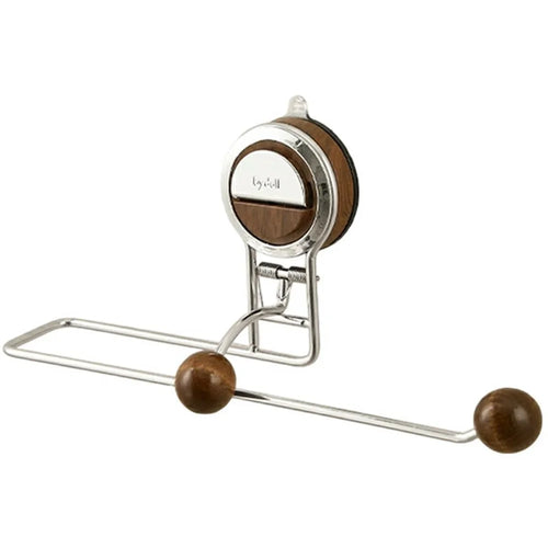 Kitchen Paper Towel Holder Suction Cup No Drill Cabinet Roll Dispenser Cling Film Rack Storage for Cloths / Wipes - Walnut - 1