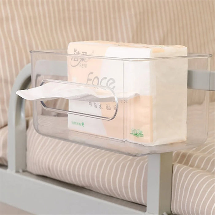 Open Top Transparent Tissue Box Holder Wall Mounted Square Container Kitchen Toilet Paper Dispenser Napkins Wet Wipes Storage Case - 7
