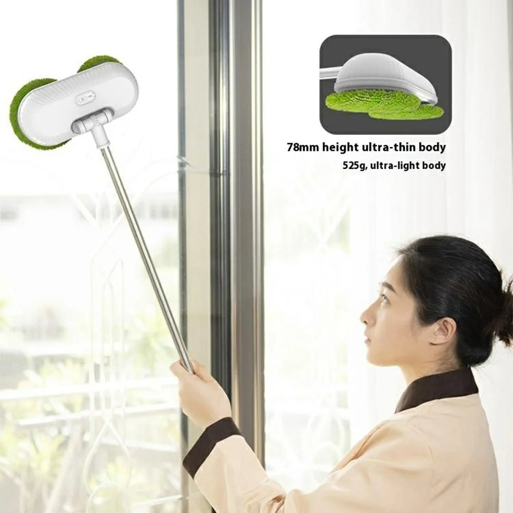 WV-291 Electric Dual-Head Window Cleaner with Extension Pole, Rotatable Head Glass Mirror Cleaning Tool for Home / Ceiling - Sapphire - 7