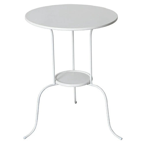 Round Side Table White Ceramic Top Thickened Iron Frame 3 Legs Sofa End Table for Living Room / Bedroom / Shop Decor - 1