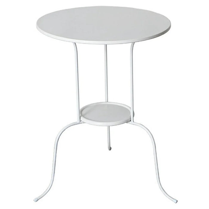 Round Side Table White Ceramic Top Thickened Iron Frame 3 Legs Sofa End Table for Living Room / Bedroom / Shop Decor - 1