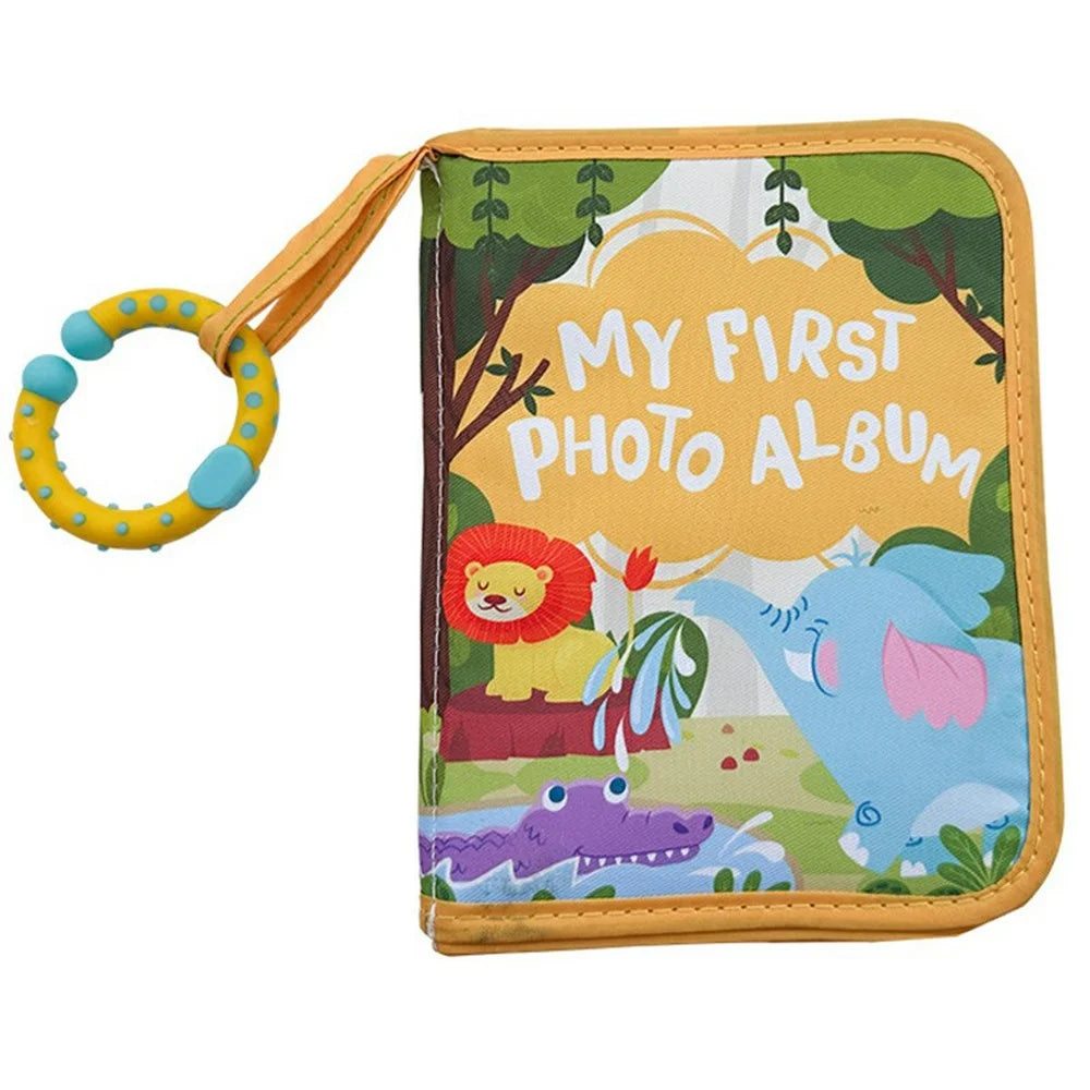 Cartoon Lion Print Baby Memory Book Photo Album for Newborns with Teething Ring and Mirror - 1