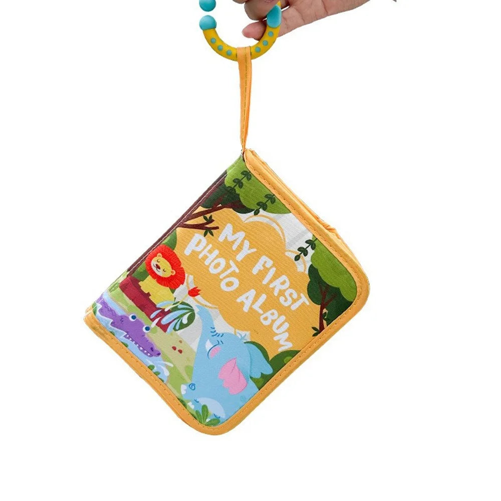 Cartoon Lion Print Baby Memory Book Photo Album for Newborns with Teething Ring and Mirror - 3