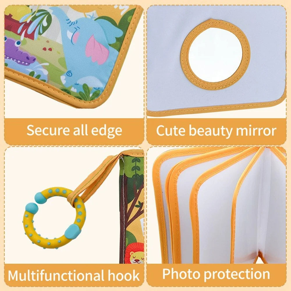 Cartoon Lion Print Baby Memory Book Photo Album for Newborns with Teething Ring and Mirror - 6