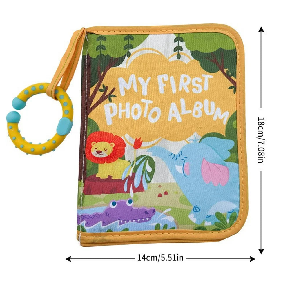 Cartoon Lion Print Baby Memory Book Photo Album for Newborns with Teething Ring and Mirror - 7