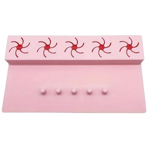 5 Slots Nail Polish Holder Stand Silicone Finger Separator Tray Manicure Tool for Home Salon - Pink - 1