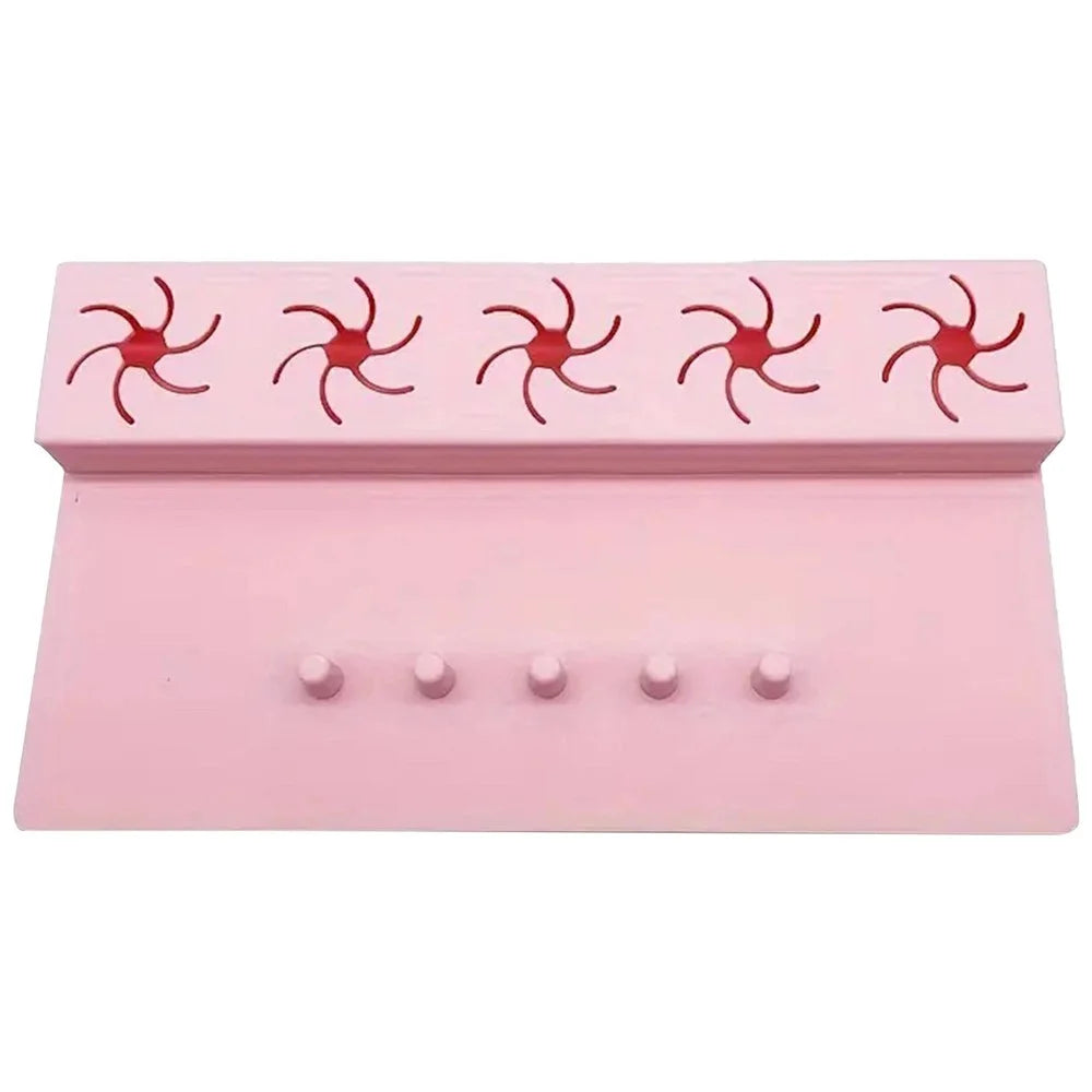 5 Slots Nail Polish Holder Stand Silicone Finger Separator Tray Manicure Tool for Home Salon - Pink - 1