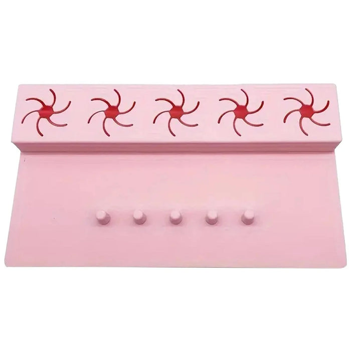 5 Slots Nail Polish Holder Stand Silicone Finger Separator Tray Manicure Tool for Home Salon - Pink - 1