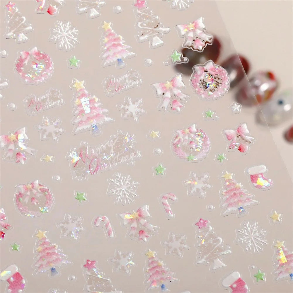 Christmas Theme Nail Stickers Self Adhesive 5D Embossed PVC Nail Decals Gift Manicure Accessories - SA-027 - 2