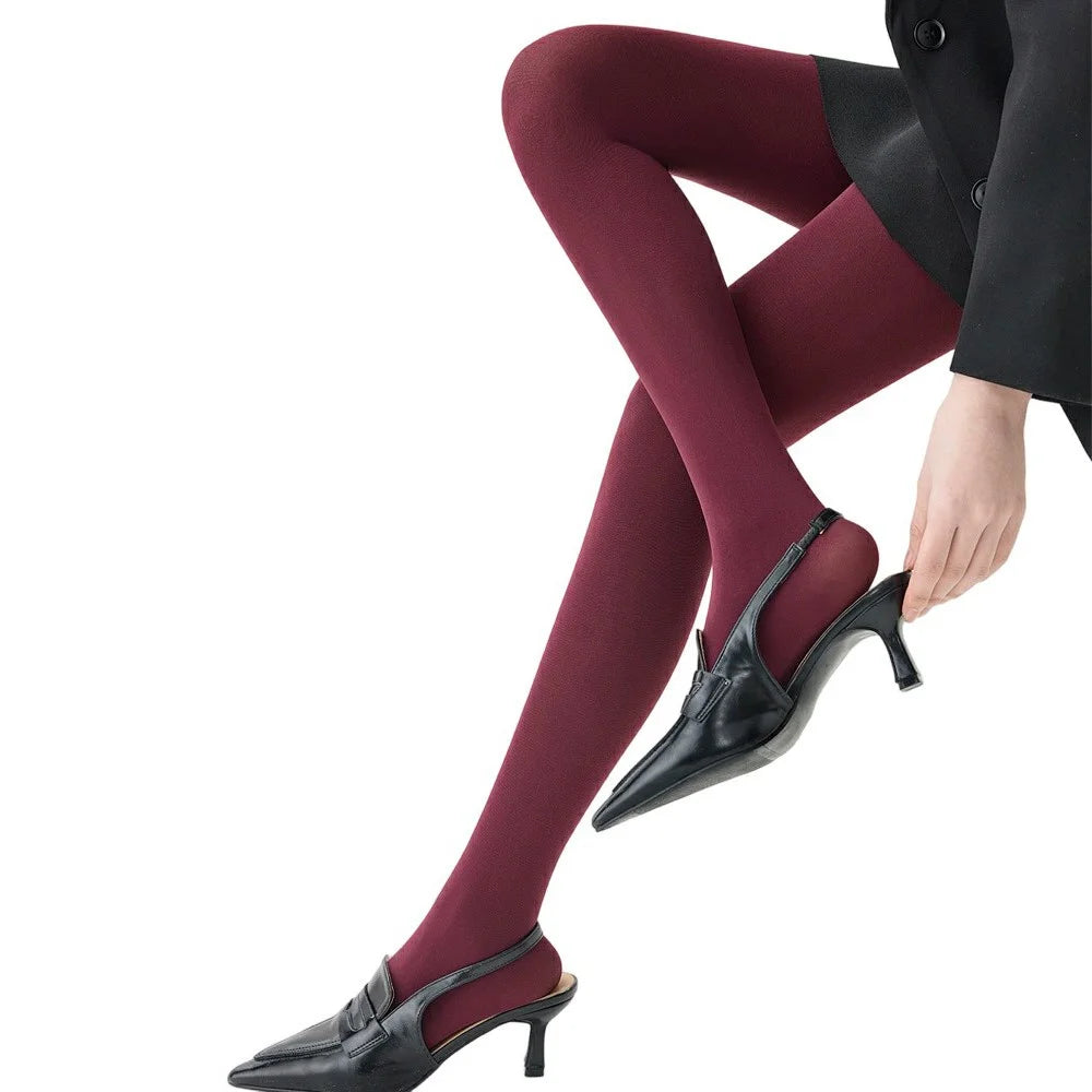 Lengthened 80D Pantyhose for Spring Summer Seamless Velvet Footed Tights Anti Slip High Waist Leggings - Angola Red - 1