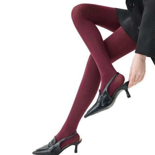 Lengthened 80D Pantyhose for Spring Summer Seamless Velvet Footed Tights Anti Slip High Waist Leggings - Angola Red - 1