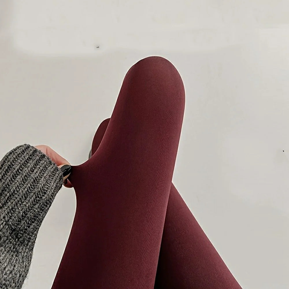 Lengthened 80D Pantyhose for Spring Summer Seamless Velvet Footed Tights Anti Slip High Waist Leggings - Angola Red - 4