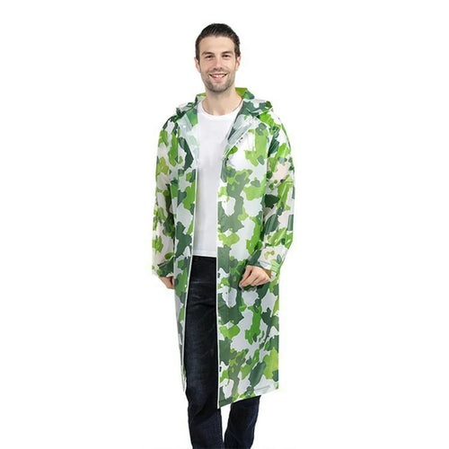 MEFINE Adult Hooded Raincoat for Outdoor Hiking Men Women Waterproof EVA Full Body Poncho - Green Camouflage - 1