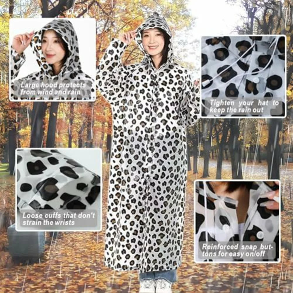 MEFINE Adult Hooded Raincoat for Outdoor Hiking Men Women Waterproof EVA Full Body Poncho - Green Camouflage - 2
