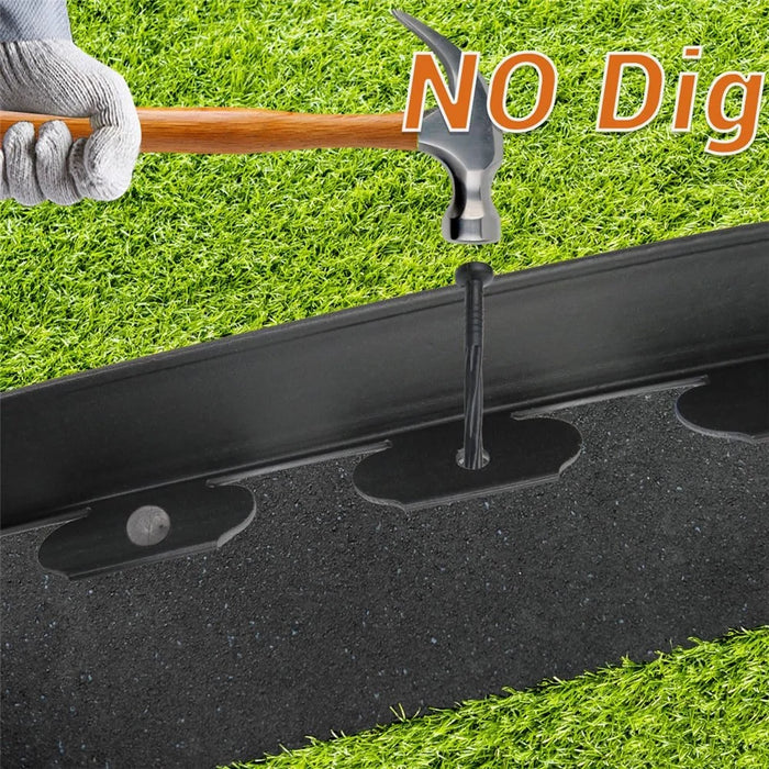 Garden Landscape Edging Length: 10m, 3.8cm x5cm Lawn Edging Border L-Shaped Barrier with 30PCS Stakes - Black - 4