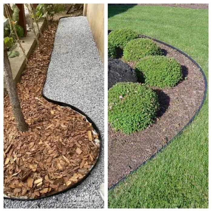 Garden Landscape Edging Length: 10m, 3.8cm x5cm Lawn Edging Border L-Shaped Barrier with 30PCS Stakes - Black - 5