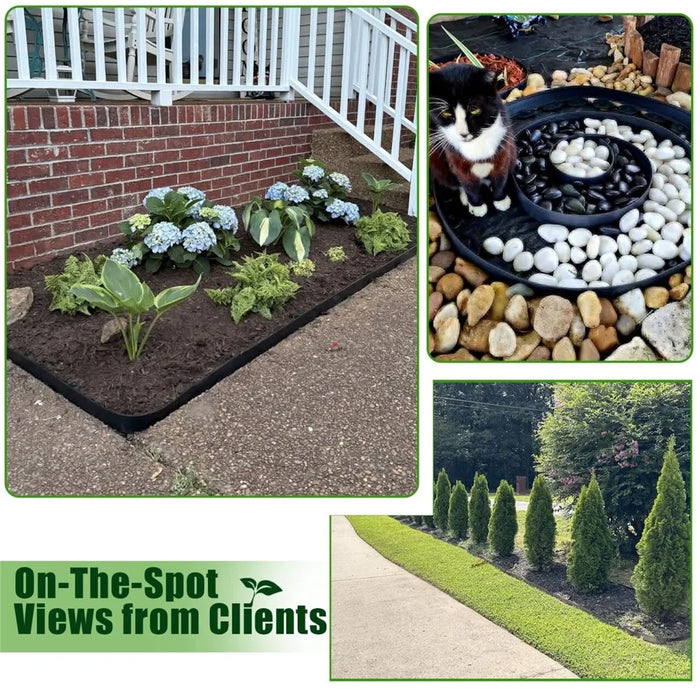 Garden Landscape Edging Length: 10m, 3.8cm x5cm Lawn Edging Border L-Shaped Barrier with 30PCS Stakes - Black - 6