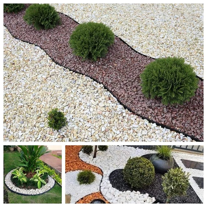 Garden Landscape Edging Length: 10m, 3.8cm x5cm Lawn Edging Border L-Shaped Barrier with 30PCS Stakes - Black - 7
