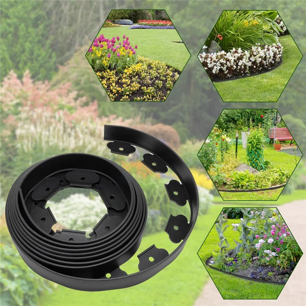 Garden Landscape Edging Length: 10m, 4.5cm x5cm Lawn Edging Border L-Shaped Barrier with 30PCS Stakes - Grey - 2