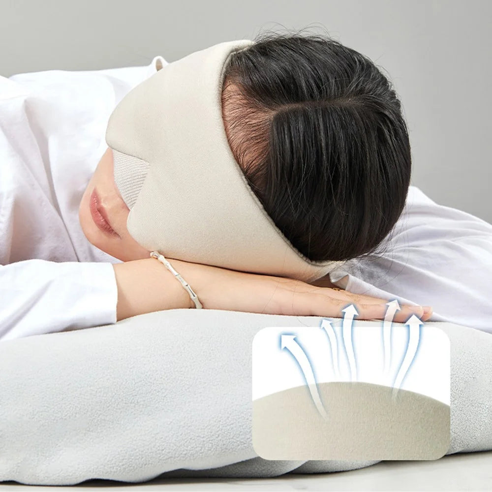 Breathable Sleeping Eye Mask No Pressure Portable Blackout Eyeshade for Travel Office Naps - Apricot - 3