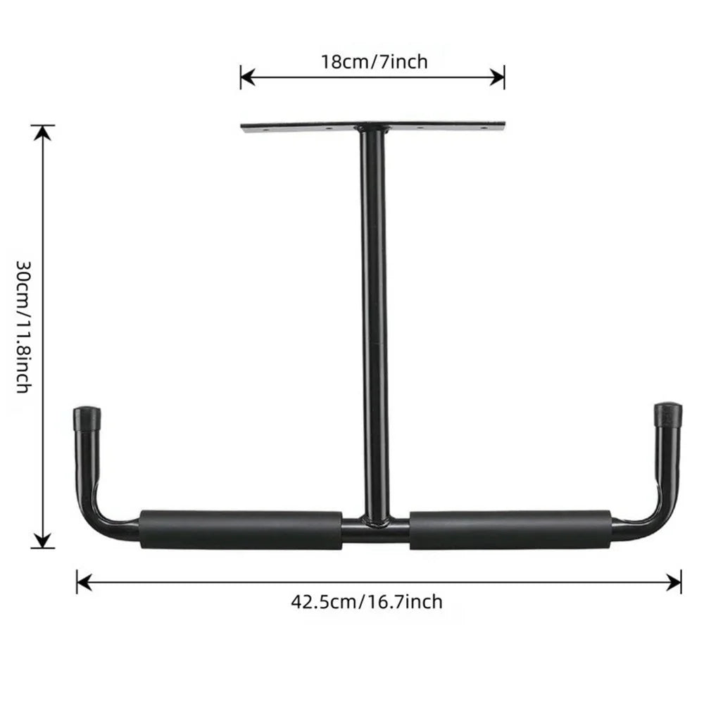2Pcs T Shape Heavy Duty Metal Ceiling Hook for Fishing Rod Garden Tools Garage Storage Hanger - Black - 5