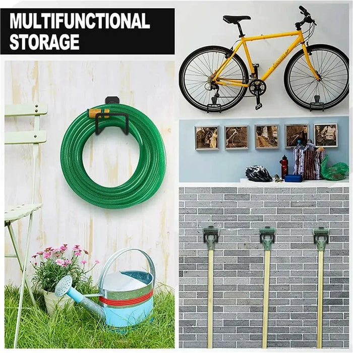 Space Saving Heavy Duty Wall Mounted Garage Storage Hanger for Garden Hose  /  Power Cord  /  Yard Tools Organizer - Black - 3