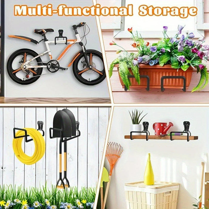 Space Saving Heavy Duty Wall Mounted Garage Storage Hanger for Garden Hose  /  Power Cord  /  Yard Tools Organizer - Black - 4