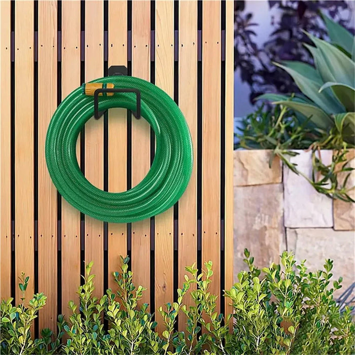 Space Saving Heavy Duty Wall Mounted Garage Storage Hanger for Garden Hose  /  Power Cord  /  Yard Tools Organizer - Black - 6